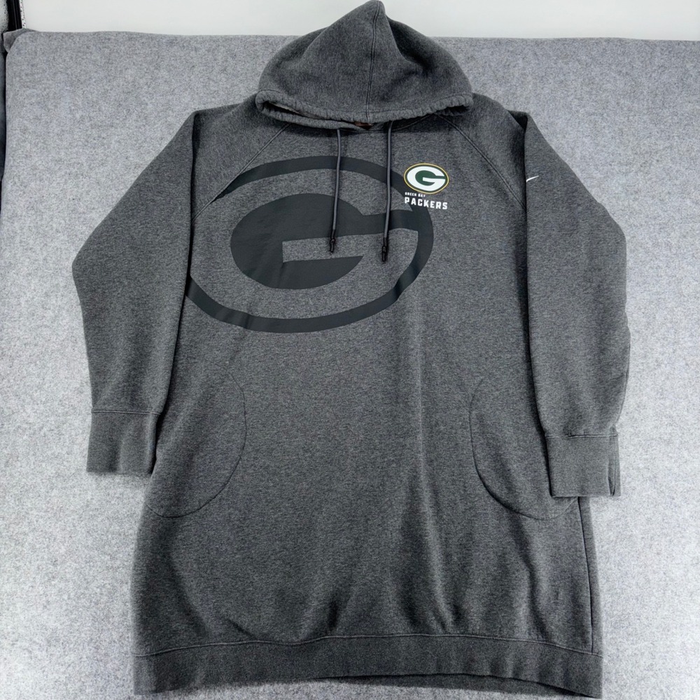 Nike NFL Green Bay Packers Hoodie Dress Charcoal Grey Fleece 00CZ-07F XXL